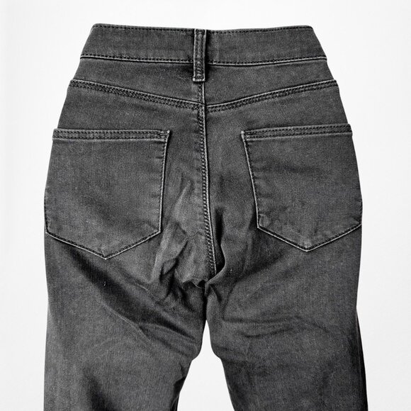 Topshop Dark Gray Faded Wash High Waisted Ripped Knee Skinny Jeans Size XS - Picture 7 of 7